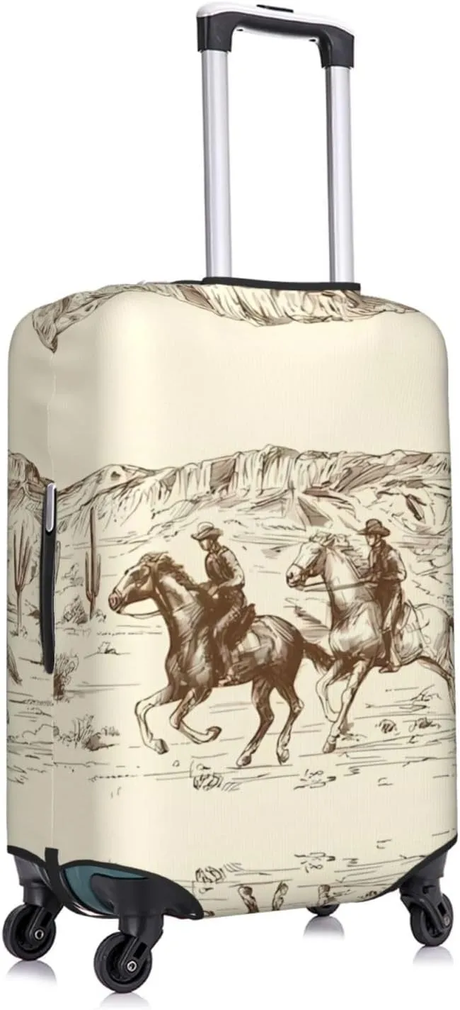 Travel Luggage Cover Suitcase Elastic Washable American Wild West Desert Cowboys Suitcase Protector Bag,Spandex With Zipper Closure Baggage Covers,Medium