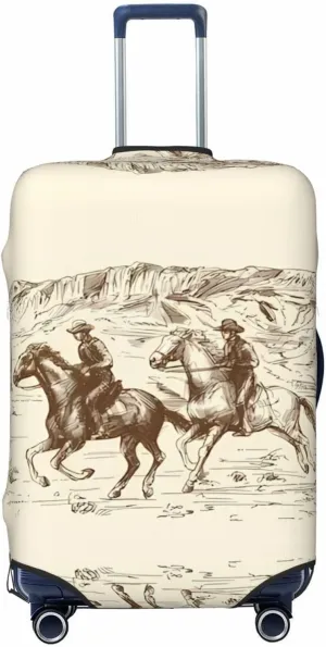 Travel Luggage Cover Suitcase Elastic Washable American Wild West Desert Cowboys Suitcase Protector Bag,Spandex With Zipper Closure Baggage Covers,Medium