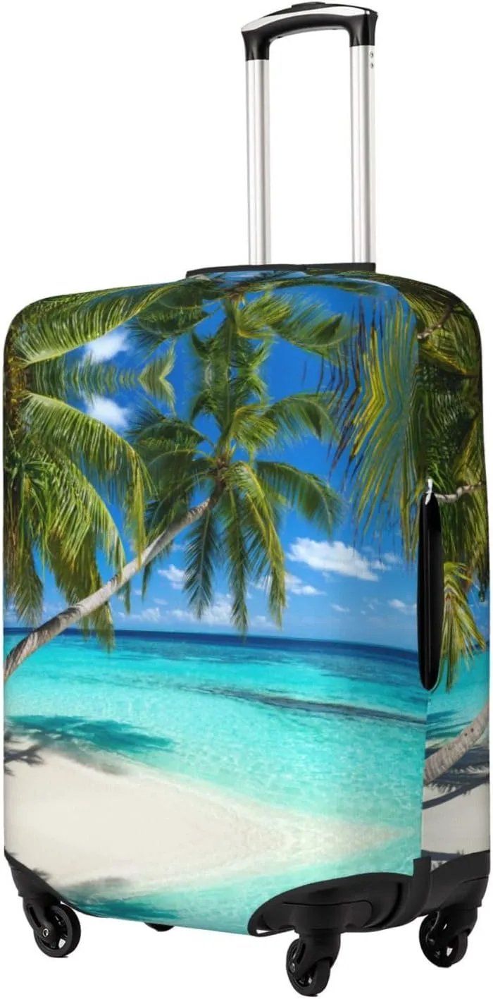 Travel Luggage Cover Suitcase Elastic Washable Beach Palm Tree Suitcase Protector Bag,Dust-Proof Double-Sided Baggage Covers For Kid Adult,X-Large