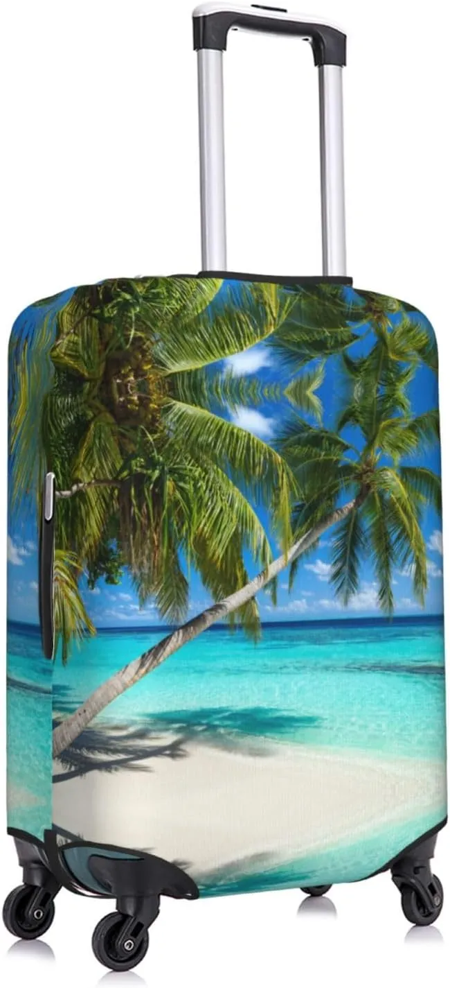 Travel Luggage Cover Suitcase Elastic Washable Beach Palm Tree Suitcase Protector Bag,Dust-Proof Double-Sided Baggage Covers For Kid Adult,X-Large