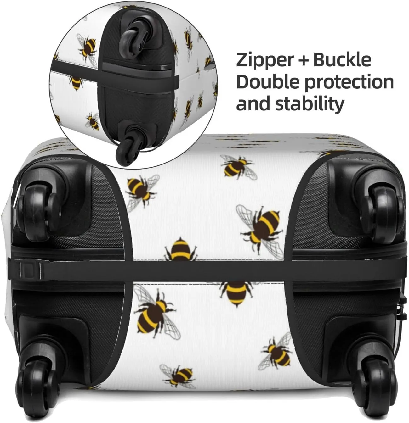 Travel Luggage Cover Suitcase Elastic Washable Bees Suitcase Protector Bag,Spandex Double-Sided Baggage Covers,X-Large