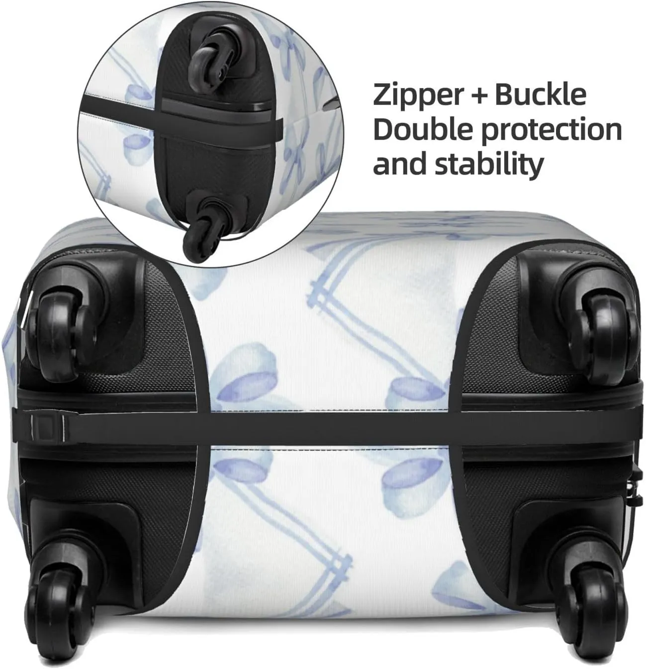 Travel Luggage Cover Suitcase Elastic Washable Blue Ribbons Bows Suitcase Protector Bag,Spandex With Zipper Closure Baggage Covers,Small