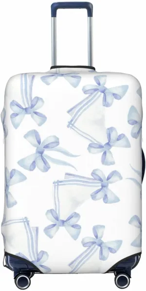 Travel Luggage Cover Suitcase Elastic Washable Blue Ribbons Bows Suitcase Protector Bag,Spandex With Zipper Closure Baggage Covers,Small