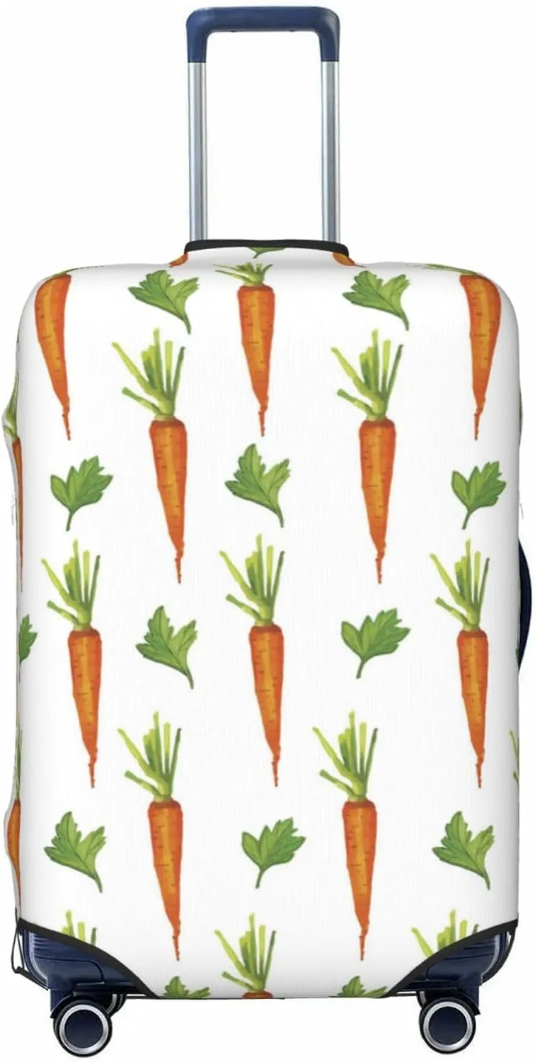 Travel Luggage Cover Suitcase Elastic Washable Carrots And Greens Suitcase Protector Bag,Spandex Double-Sided Baggage Covers,Large