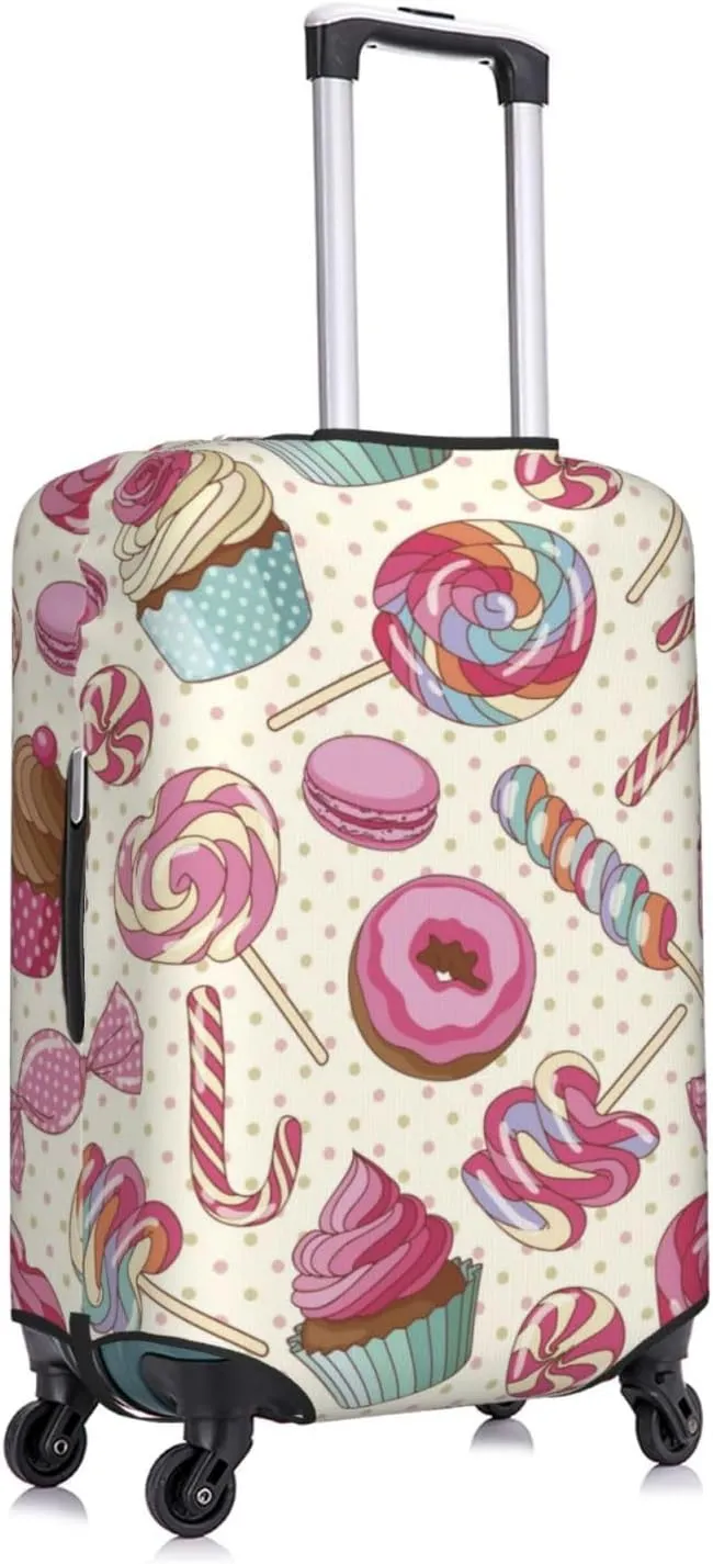 Travel Luggage Cover Suitcase Elastic Washable Colorful Sweet Lollipop Candy Cupcake Suitcase Protector Bag,Anti-Scratch Double-Sided Baggage Covers For Kid Adult,Large
