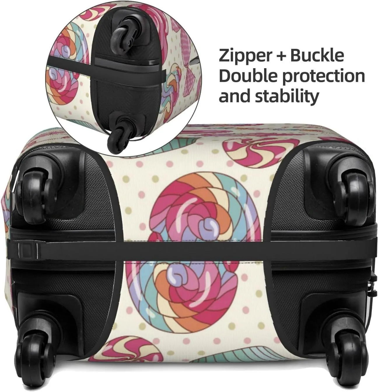 Travel Luggage Cover Suitcase Elastic Washable Colorful Sweet Lollipop Candy Cupcake Suitcase Protector Bag,Anti-Scratch Double-Sided Baggage Covers For Kid Adult,Large