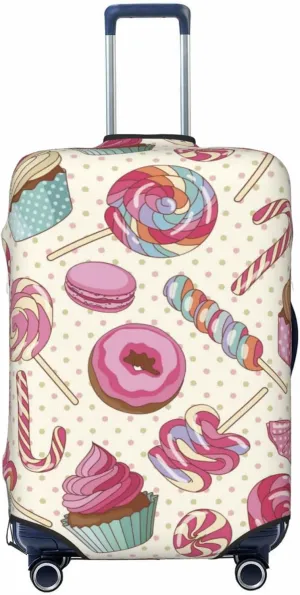 Travel Luggage Cover Suitcase Elastic Washable Colorful Sweet Lollipop Candy Cupcake Suitcase Protector Bag,Anti-Scratch Double-Sided Baggage Covers For Kid Adult,Large
