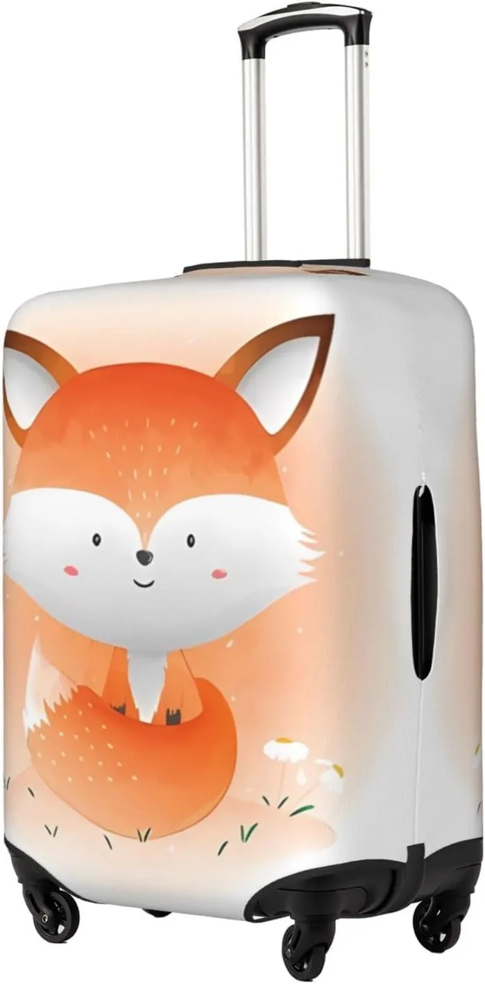 Travel Luggage Cover Suitcase Elastic Washable Cute Baby Fox Suitcase Protector Bag,Spandex With Zipper Closure Baggage Covers,Large