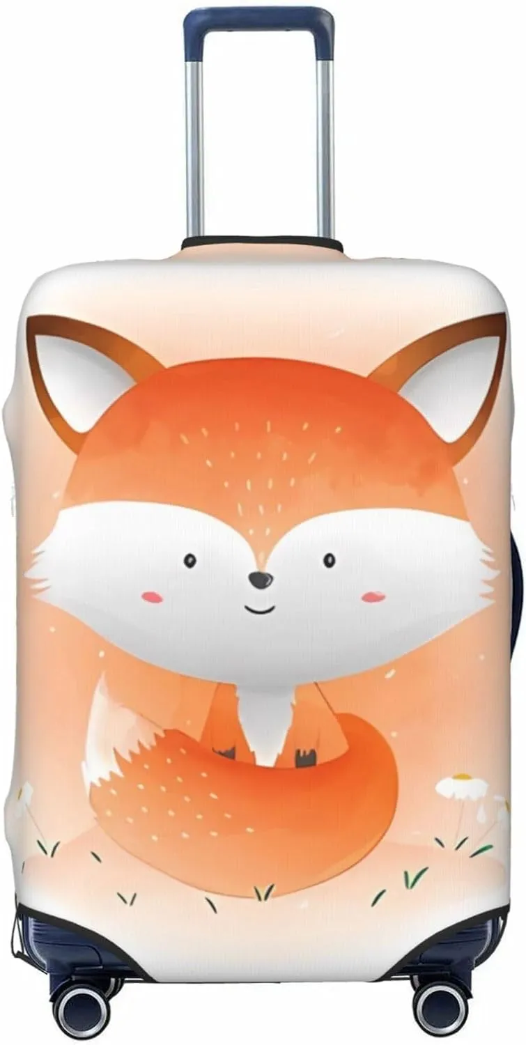 Travel Luggage Cover Suitcase Elastic Washable Cute Baby Fox Suitcase Protector Bag,Spandex With Zipper Closure Baggage Covers,Large