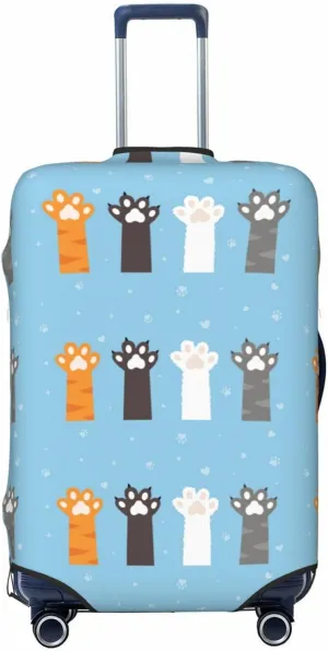 Travel Luggage Cover Suitcase Elastic Washable Cute Cats Paw Footprint Suitcase Protector Bag,Dust-Proof With Zipper Closure Baggage Covers,Medium