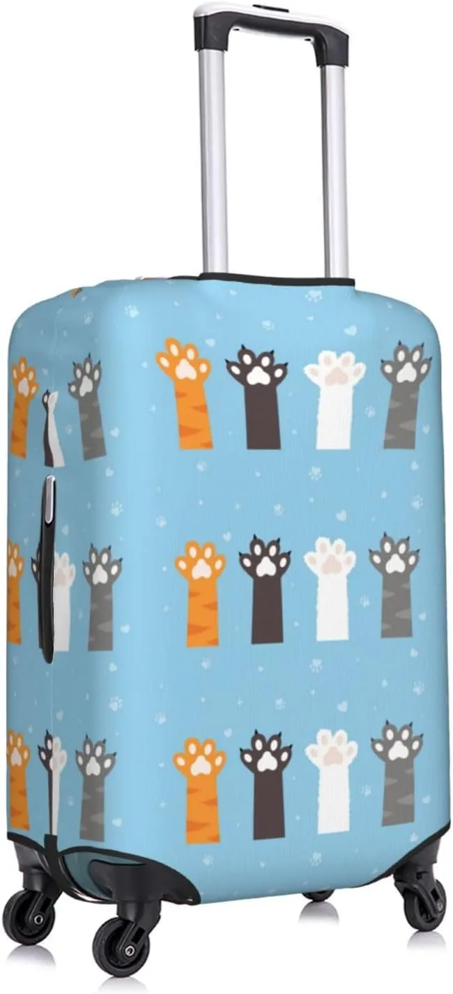 Travel Luggage Cover Suitcase Elastic Washable Cute Cats Paw Footprint Suitcase Protector Bag,Dust-Proof With Zipper Closure Baggage Covers,Medium