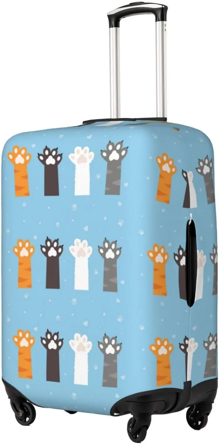Travel Luggage Cover Suitcase Elastic Washable Cute Cats Paw Footprint Suitcase Protector Bag,Dust-Proof With Zipper Closure Baggage Covers,Medium