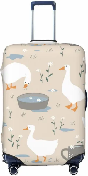 Travel Luggage Cover Suitcase Elastic Washable Cute Goose Flower Doodle Geese Suitcase Protector Bag,Spandex Double-Sided Baggage Covers For Kid Adult,Medium