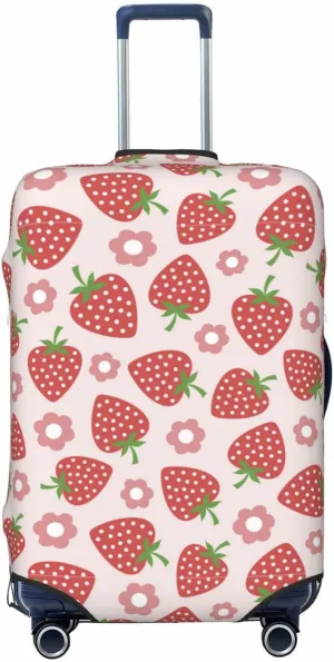 Travel Luggage Cover Suitcase Elastic Washable Cute Strawberries Flowers Suitcase Protector Bag,Spandex Double-Sided Baggage Covers,Large