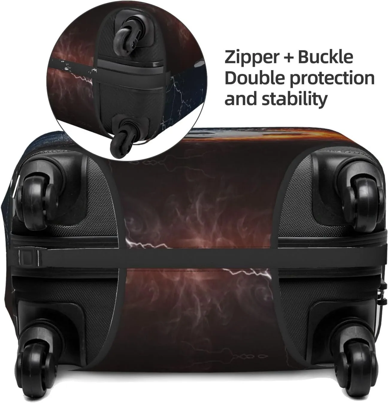 Travel Luggage Cover Suitcase Elastic Washable Fire Water Soccer Ball Suitcase Protector Bag,Anti-Scratch Double-Sided Baggage Covers,Large