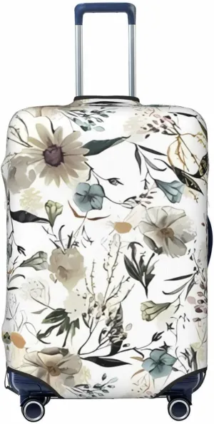 Travel Luggage Cover Suitcase Elastic Washable Flower Leaves Suitcase Protector Bag,Spandex With Zipper Closure Baggage Covers,Medium