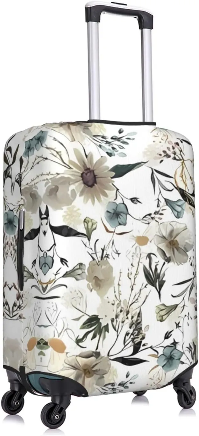 Travel Luggage Cover Suitcase Elastic Washable Flower Leaves Suitcase Protector Bag,Spandex With Zipper Closure Baggage Covers,Medium
