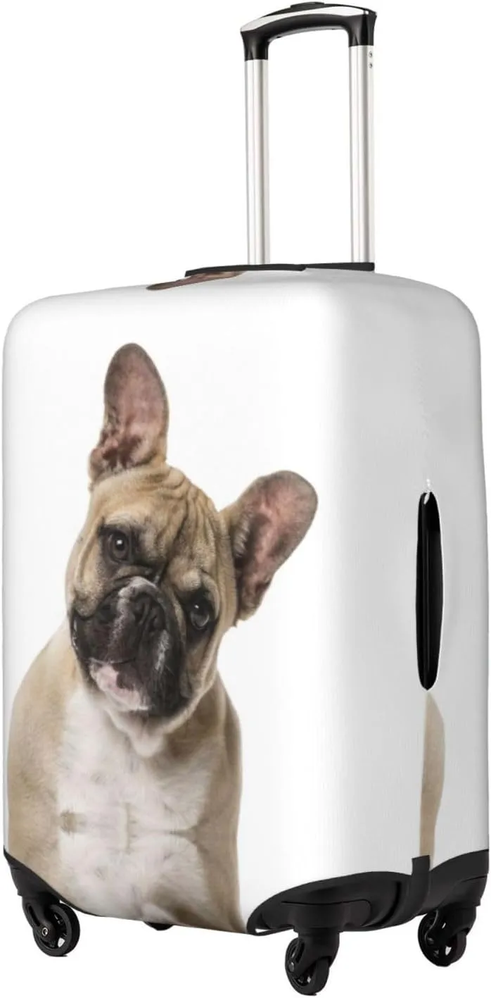 Travel Luggage Cover Suitcase Elastic Washable French Bulldog Puppy Suitcase Protector Bag,Spandex With Zipper Closure Baggage Covers,X-Large
