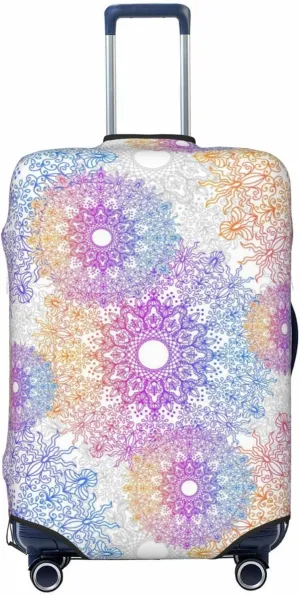 Travel Luggage Cover Suitcase Elastic Washable Gradiently Mandala Ethnic Suitcase Protector Bag,Dust-Proof With Zipper Closure Baggage Covers,X-Large