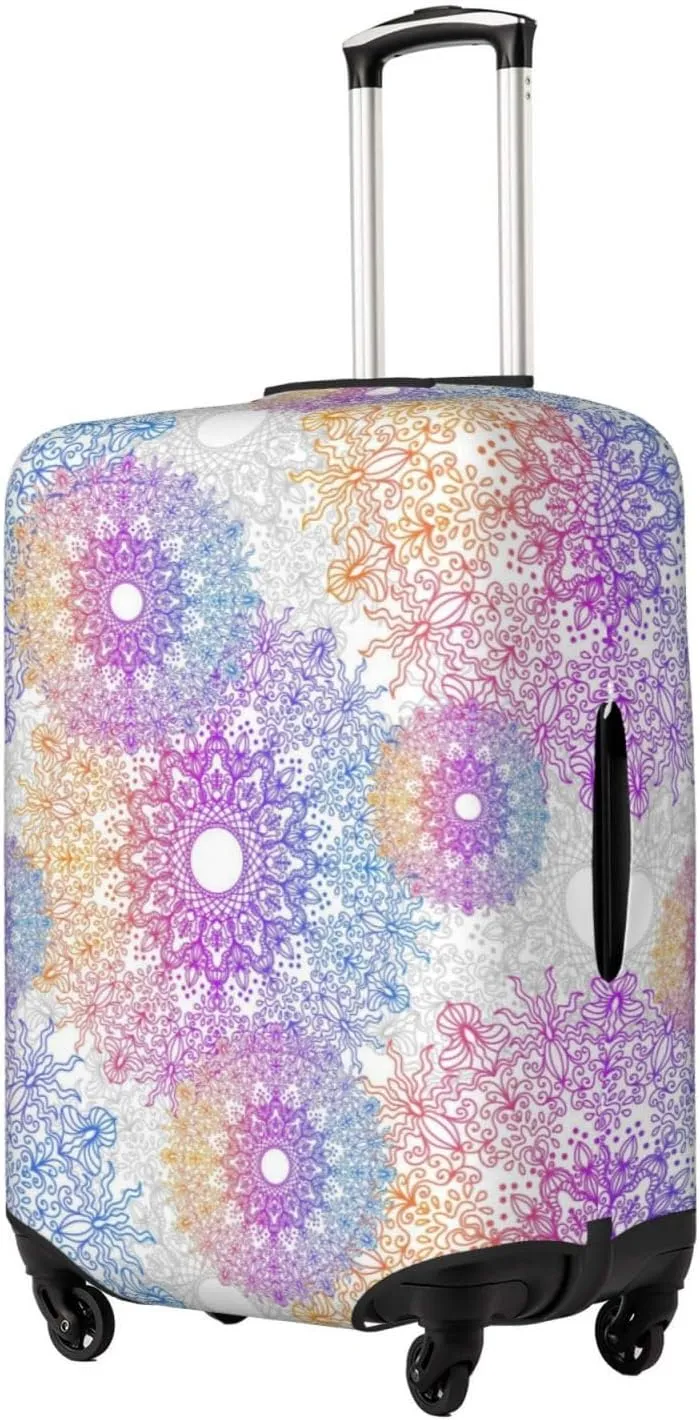 Travel Luggage Cover Suitcase Elastic Washable Gradiently Mandala Ethnic Suitcase Protector Bag,Dust-Proof With Zipper Closure Baggage Covers,X-Large