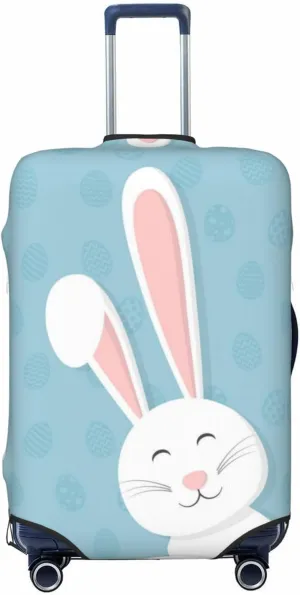 Travel Luggage Cover Suitcase Elastic Washable Happy Bunny Rabbit Easter Suitcase Protector Bag,Spandex Double-Sided Baggage Covers,Large