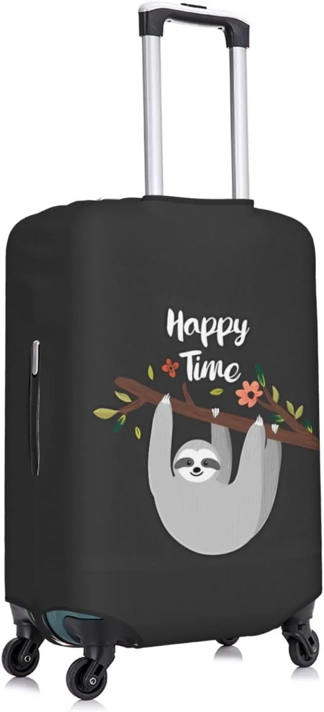 Travel Luggage Cover Suitcase Elastic Washable Happy Time Sloth Suitcase Protector Bag,Anti-Scratch With Zipper Closure Baggage Covers,X-Large