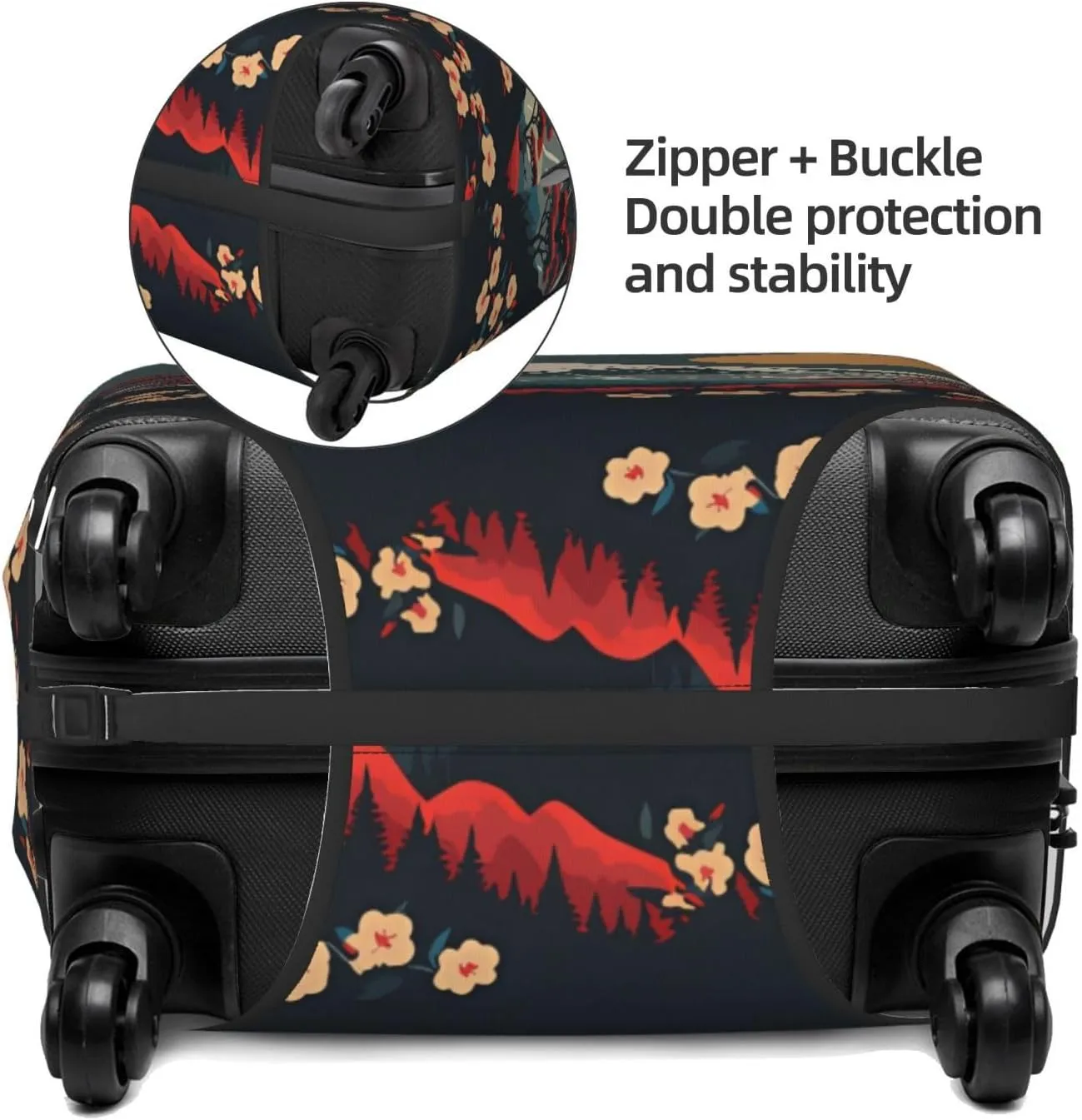 Travel Luggage Cover Suitcase Elastic Washable Japanese Mountain Landscape 2 Suitcase Protector Bag,Spandex With Zipper Closure Baggage Covers,X-Large