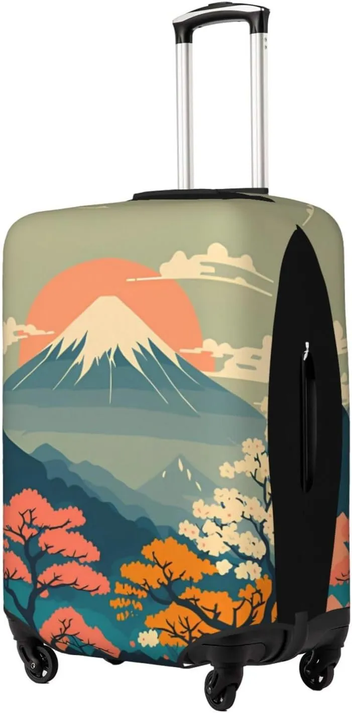 Travel Luggage Cover Suitcase Elastic Washable Japanese Mountain Landscape Suitcase Protector Bag,Anti-Scratch Double-Sided Baggage Covers,Large