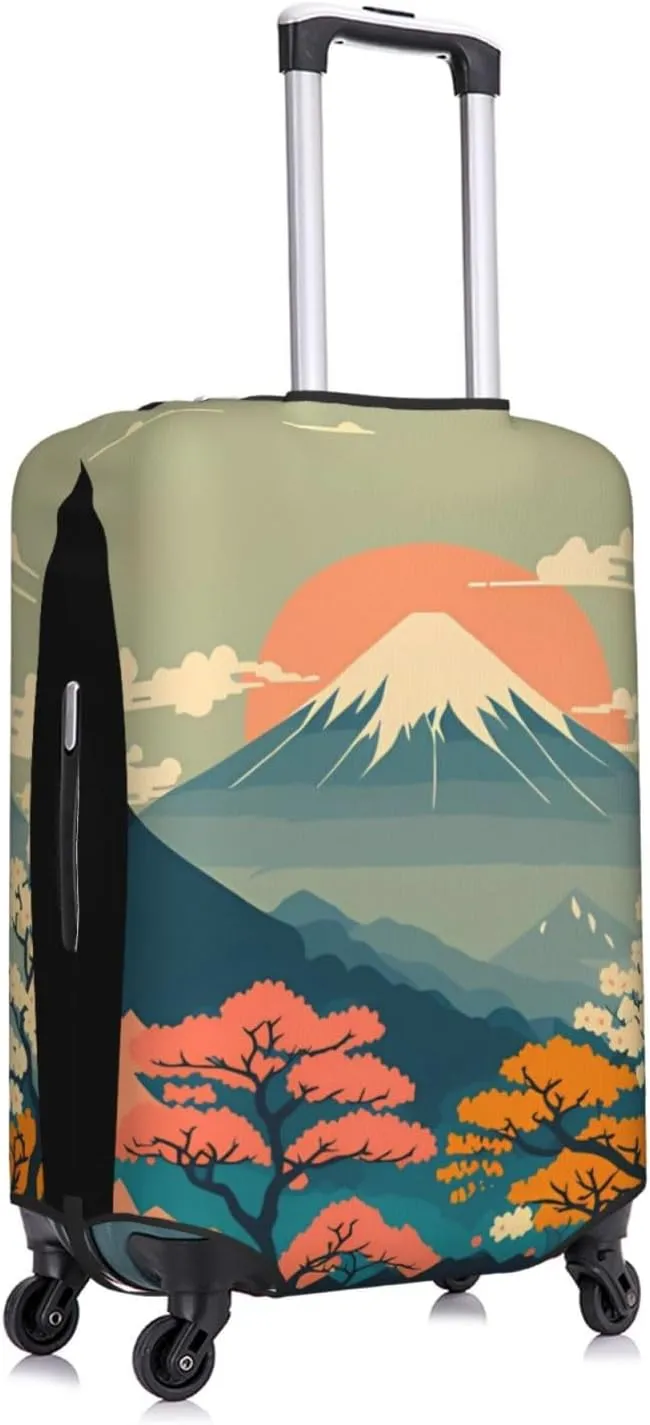 Travel Luggage Cover Suitcase Elastic Washable Japanese Mountain Landscape Suitcase Protector Bag,Anti-Scratch Double-Sided Baggage Covers,Large