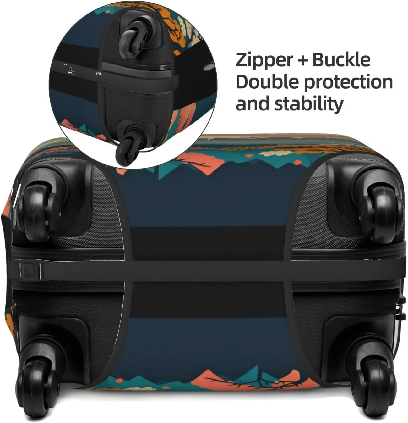 Travel Luggage Cover Suitcase Elastic Washable Japanese Mountain Landscape Suitcase Protector Bag,Anti-Scratch Double-Sided Baggage Covers,Large