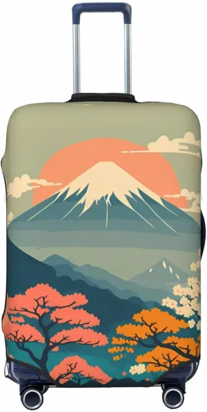 Travel Luggage Cover Suitcase Elastic Washable Japanese Mountain Landscape Suitcase Protector Bag,Anti-Scratch Double-Sided Baggage Covers,Large