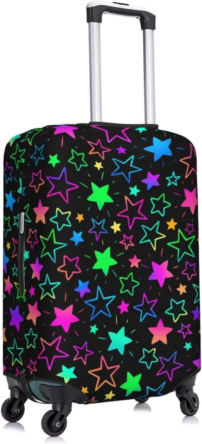 Travel Luggage Cover Suitcase Elastic Washable Neon Stars Suitcase Protector Bag,Dust-Proof Double-Sided Baggage Covers,Large