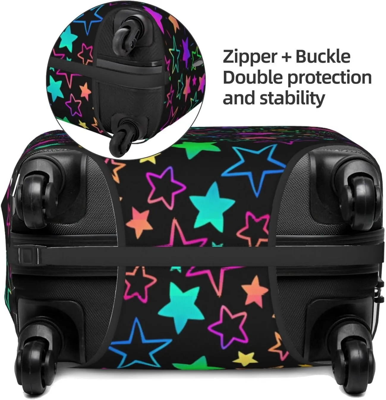 Travel Luggage Cover Suitcase Elastic Washable Neon Stars Suitcase Protector Bag,Dust-Proof Double-Sided Baggage Covers,Large