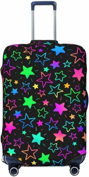 Travel Luggage Cover Suitcase Elastic Washable Neon Stars Suitcase Protector Bag,Dust-Proof Double-Sided Baggage Covers,Large