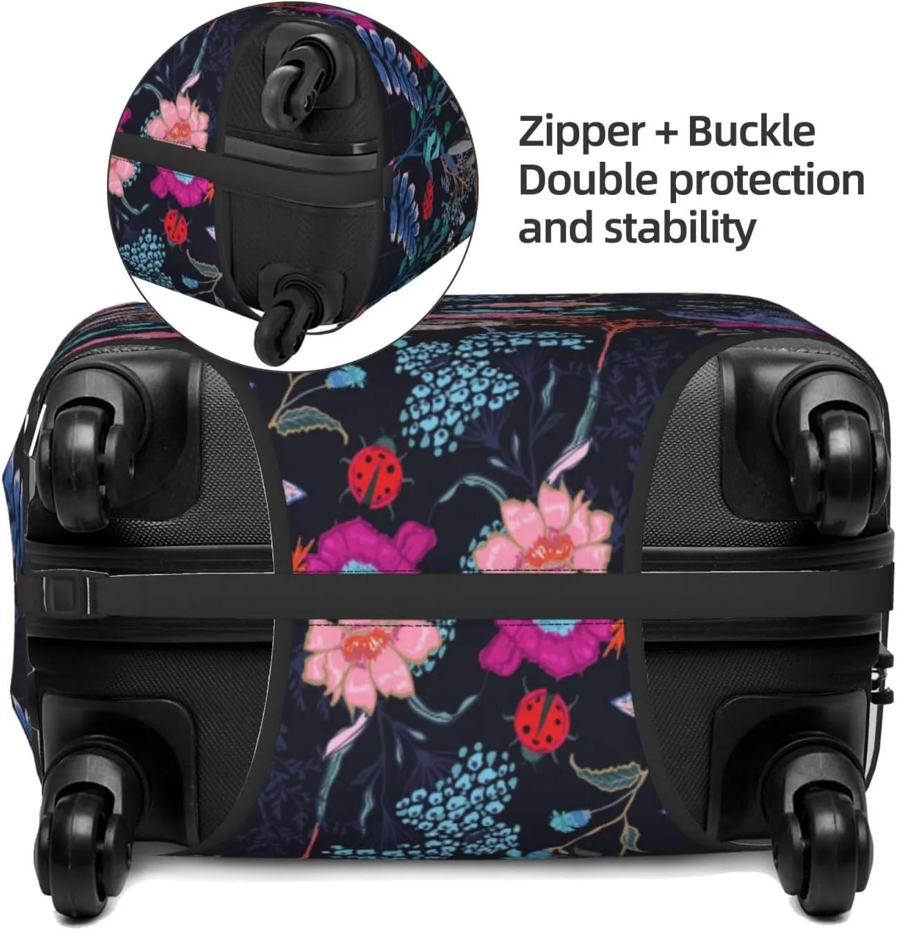 Travel Luggage Cover Suitcase Elastic Washable Night Garden Blooming Flower Floral 2 Suitcase Protector Bag,Anti-Scratch With Zipper Closure Baggage Covers,Medium