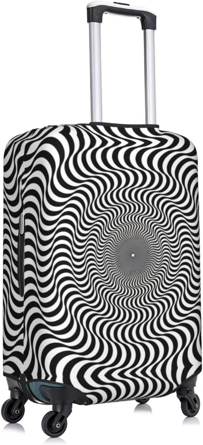 Travel Luggage Cover Suitcase Elastic Washable Optical Illusion Black White Sunburst Suitcase Protector Bag,Spandex Double-Sided Baggage Covers,Small
