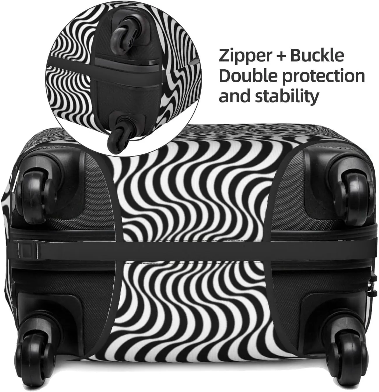 Travel Luggage Cover Suitcase Elastic Washable Optical Illusion Black White Sunburst Suitcase Protector Bag,Spandex Double-Sided Baggage Covers,Small