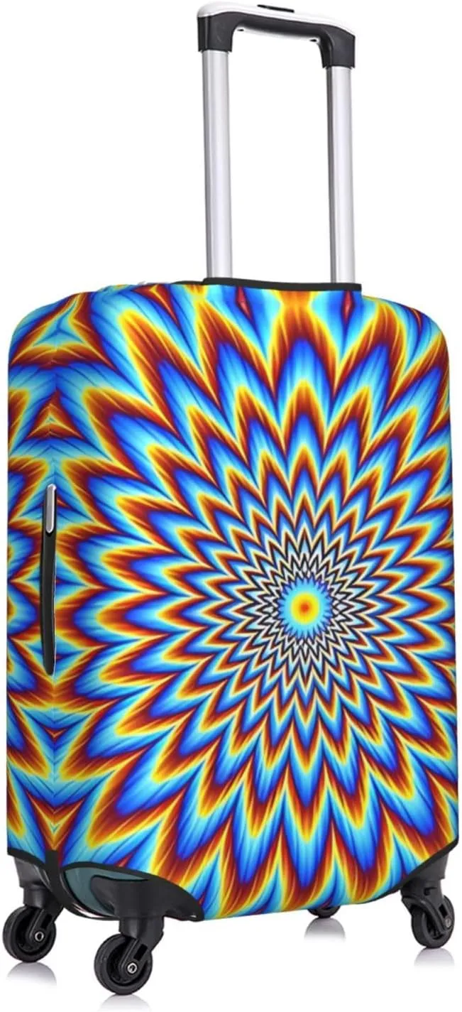 Travel Luggage Cover Suitcase Elastic Washable Optical Illusion Flower Suitcase Protector Bag,Spandex With Zipper Closure Baggage Covers For Kid Adult,Medium
