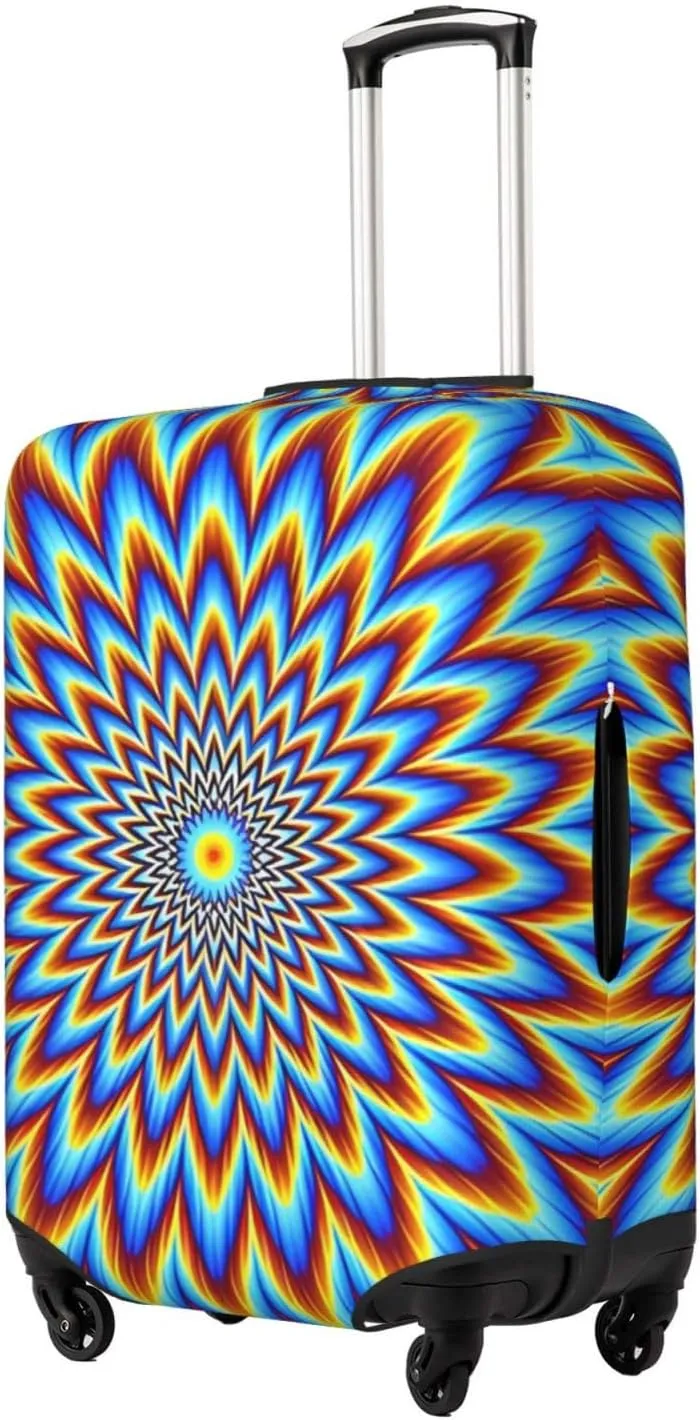 Travel Luggage Cover Suitcase Elastic Washable Optical Illusion Flower Suitcase Protector Bag,Spandex With Zipper Closure Baggage Covers For Kid Adult,Medium