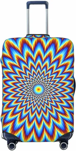 Travel Luggage Cover Suitcase Elastic Washable Optical Illusion Flower Suitcase Protector Bag,Spandex With Zipper Closure Baggage Covers For Kid Adult,Medium