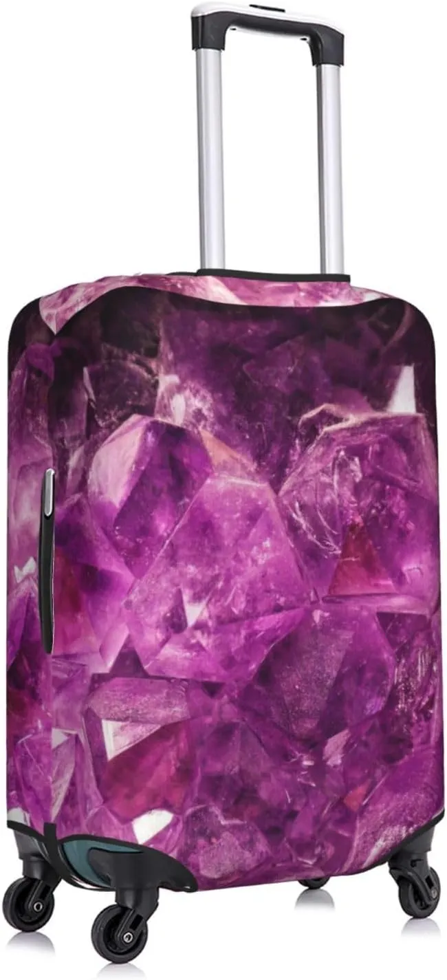 Travel Luggage Cover Suitcase Elastic Washable Purple Crystals Suitcase Protector Bag,Anti-Scratch Double-Sided Baggage Covers,Medium