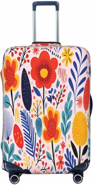 Travel Luggage Cover Suitcase Elastic Washable Retro Colorful Flowers Suitcase Protector Bag,Anti-Scratch Double-Sided Baggage Covers For Kid Adult,X-Large