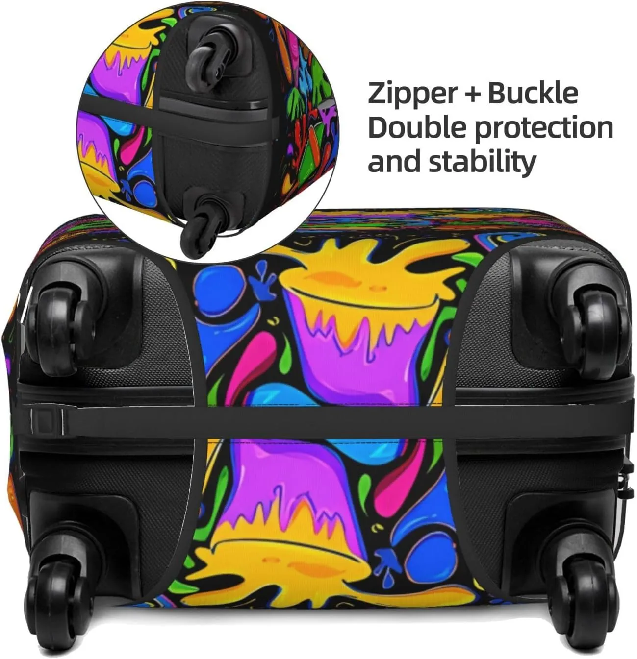 Travel Luggage Cover Suitcase Elastic Washable Stretch Abstract Doodle Suitcase Protector Bag,Anti-Scratch Spandex Double-Sided Baggage Covers For Wheeled Suitcase Kid Adult