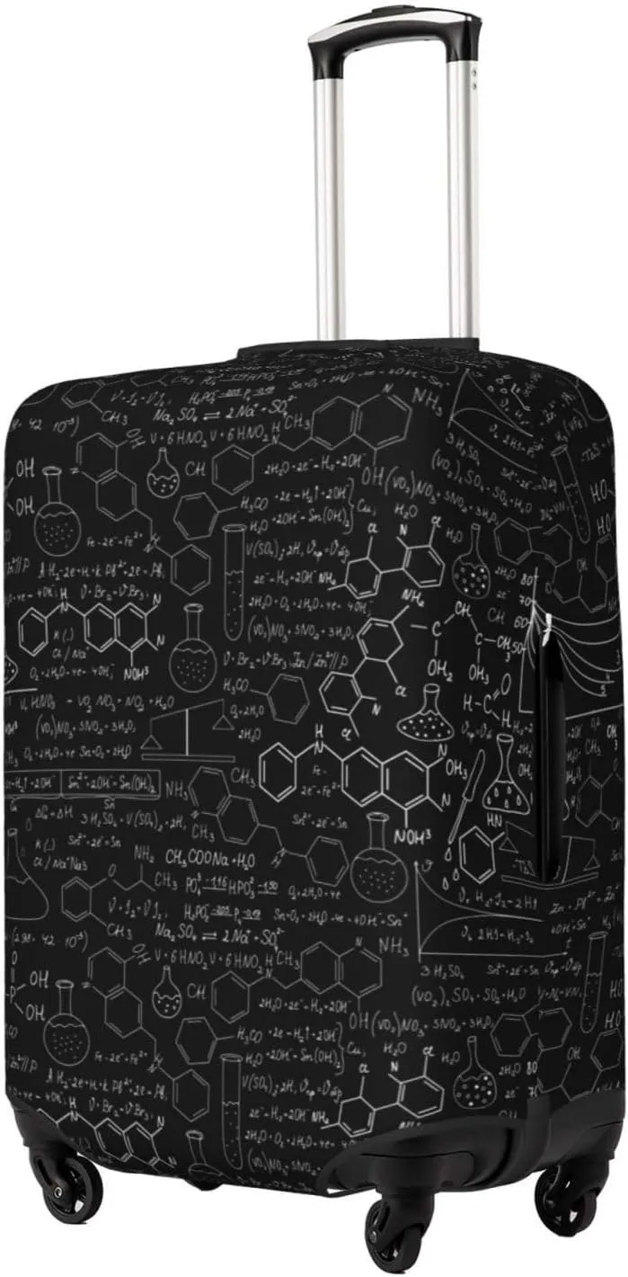 Travel Luggage Cover Suitcase Elastic Washable Stretch Abstract Science Chemistry Suitcase Protector Bag,Anti-Scratch Spandex Double-Sided Baggage Covers,X-Large