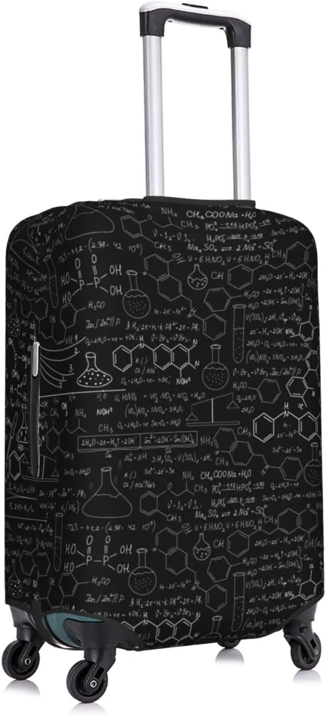 Travel Luggage Cover Suitcase Elastic Washable Stretch Abstract Science Chemistry Suitcase Protector Bag,Anti-Scratch Spandex Double-Sided Baggage Covers,X-Large