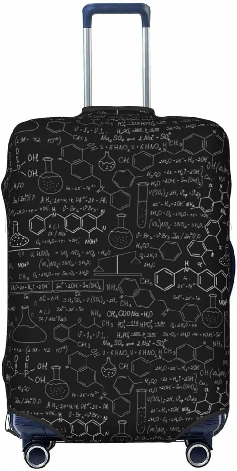 Travel Luggage Cover Suitcase Elastic Washable Stretch Abstract Science Chemistry Suitcase Protector Bag,Anti-Scratch Spandex Double-Sided Baggage Covers,X-Large