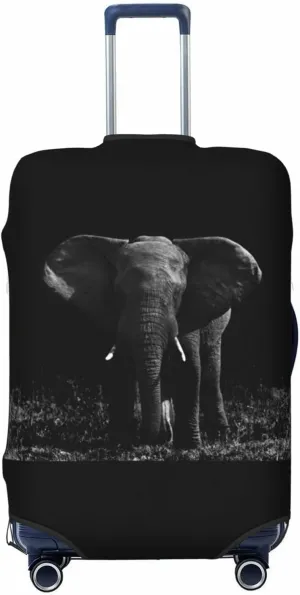 Travel Luggage Cover Suitcase Elastic Washable Stretch African Elephant Black White Suitcase Protector Bag,Anti-Scratch Spandex Double-Sided Baggage Covers For Wheeled Suitcase Kid Adult