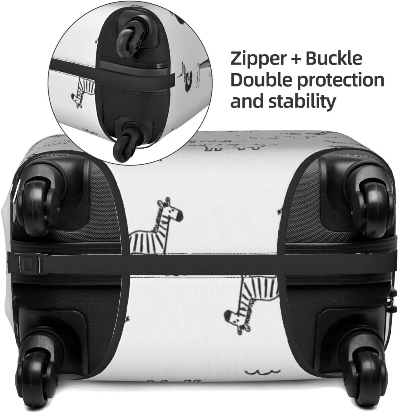 Travel Luggage Cover Suitcase Elastic Washable Stretch African Elephant Giraffe Doodle Suitcase Protector Bag,Anti-Scratch Spandex Double-Sided Baggage Covers For Wheeled Suitcase Kid Adult,Medium