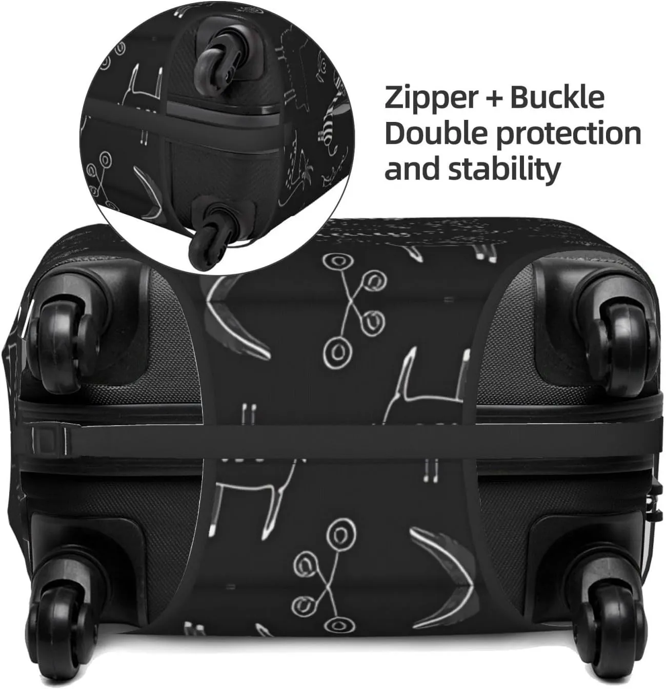 Travel Luggage Cover Suitcase Elastic Washable Stretch Alpaca Zebra Doodles Suitcase Protector Bag,Anti-Scratch Spandex Double-Sided Baggage Covers For Wheeled Suitcase Kid Adult,Medium