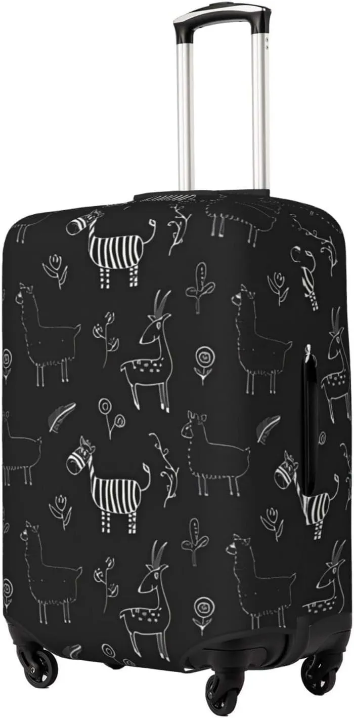 Travel Luggage Cover Suitcase Elastic Washable Stretch Alpaca Zebra Doodles Suitcase Protector Bag,Anti-Scratch Spandex Double-Sided Baggage Covers For Wheeled Suitcase Kid Adult,Medium